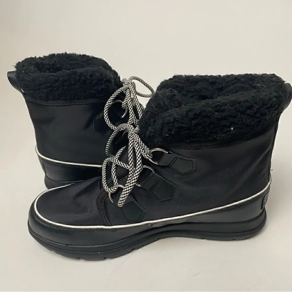 Sorel Joan Explorer Carnival Sneaker Boots Black White 9.5